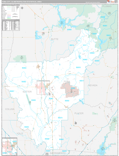 Yuba City Metro Area Wall Map